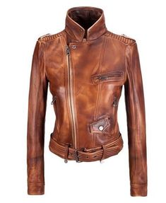 Women Designer Style 100% Lamb Leather Biker Motorcycle Jacket sold by Bishoo on Storenvy Look Hippie Chic, Womens Leather Biker Jacket, Estilo Rock, Herren Outfit, Brown Leather Jacket, Looks Chic, Band Collar, Look Casual, Mode Style