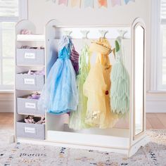 there are many dresses hanging on the rack in this room, and it's easy to put together