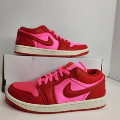 Air Jordan 1 Low Se Size 7 Women Pink Blast/Chile Red-Sail Sku: Fb9893-600 100% Authentic Brand New With Box (Box Is Missing Lid) Any Questions? Make Sure To Ask Price Firm Womens Jordans, Women Pink, Air Jordan 1 Low, Jordan 1 Low, Air Jordan Shoes, Air Jordan 1, Jordan Shoes, Woman Colour, Jordan 1