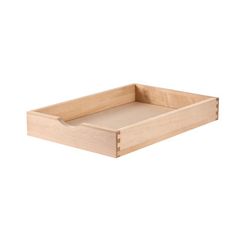 an empty wooden tray on a white background