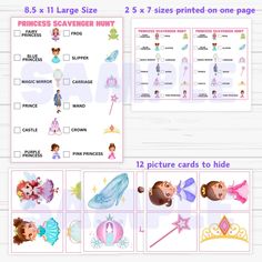 princess scavenger printable worksheet for kids with pictures and instructions to make it