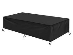 a black table cover with wheels on the bottom and one leg up to it's side