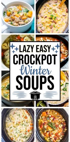 Cold Weather Crockpot Soup Recipes For Homemade Comfort Food On Winter Nights! Easy soup recipes slow cooker style! 18 easy dump crockpot soup recipes for easy Sunday dinner ideas! Cold weather dinner ideas crockpot easy, Sunday dinner ideas, easy crockpot recipes with few ingredients, easy crockpot soup recipes 5 ingredients, best crockpot soup recipes ever, cheap dinners for a family, slow cooker soup recipes easy lasagna soup, healthy beef chicken vegetarian potato tortellini chicken noodle. Crockpot Dump Soup Recipes, Dump Crockpot Soup, Dinner Ideas Easy Crockpot, Dinner Ideas Cold, Dinner Ideas Cold Weather, Winter Soup Recipes Slow Cooker, Lasagna Soup Healthy, Dump Crockpot