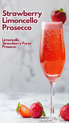 Strawberry Limoncello Prosecco Strawberry Prosecco Cocktail, Prosecco Cocktails Easy, Island Cocktails, Drunk Baby, Prosecco Cocktail Recipes, Alcohol Mixers, Prosecco Drinks, Cocktail Cards, Fall Beverages