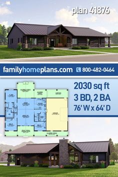 two story house plan with 3 beds and 2 baths