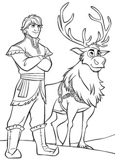 the frozen prince and his reindeer are standing next to each other coloring pages for kids