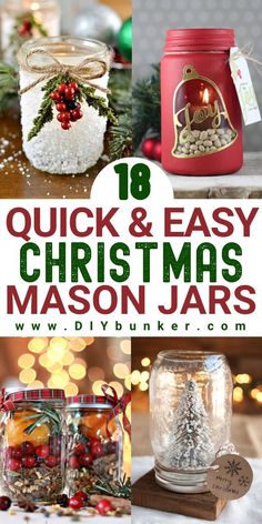 Diy Mason Jar Christmas Gifts, Christmas Mason Jar Crafts, Christmas Jar Gifts, Grinch Ideas, Easy Mason Jar Crafts, Mason Jar Christmas, Mason Jar Christmas Crafts, Christmas Mason Jars Diy, Jar Projects