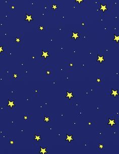 the stars are shining in the dark blue sky with white and yellow stars on it