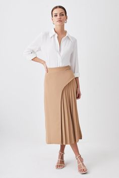 {@@=Ist.Core.Helpers.StringHelper.ToProperCase("Expertly designed for those 5'3" and under, our Petite pieces are perfectly proportioned for a smaller frame using shorter lengths.")} Blouses For Women Chic, Smart Aesthetic, Belt Skirt, Outfits Petite, Womens Business Casual, Crisp White Shirt, Skirt Style, Midi Skirts, Pleated Midi Skirt