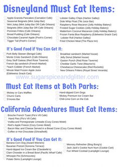 the disneyland must eat items list is shown in blue and white, with instructions for each item