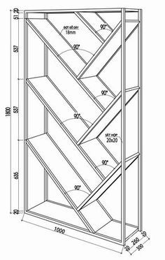 a drawing of a shelving unit with measurements