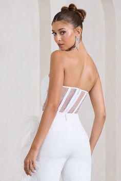 Coupled Up White Corset Strapless Bodysuit – Club L London - USA Statement Clutch Bag, Birthday Look, Corset Bodysuit, Strapless Bodysuit, Statement Clutch, Velvet Prom Dress, Bridal Bachelorette Party, Bachelorette Party Outfit, Engagement Celebration