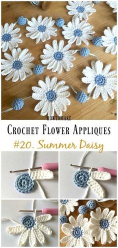 crochet flower appliques for summer days