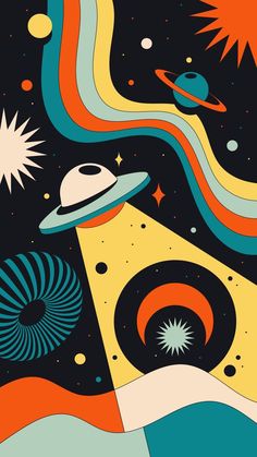 an image of a space scene with planets and stars