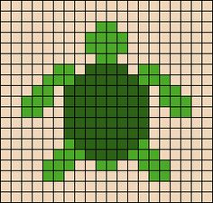 a cross stitch pattern with a green turtle on it