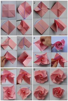 step by step instructions to make origami flowers