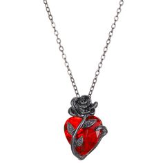 Rose Red Love Necklace Women's Y2K Jewelry Dainty Silver Color Human Heart Pendant Personalized Chains Aesthetic, Iron Rose, Red Heart Necklace, Badass Outfit, Grunge Jewelry, Gothic Rose, Red Love Heart, Rose Heart, Rosé Heart