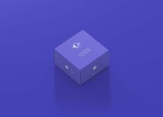 a purple box on a blue background