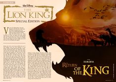 the lion king movie poster is featured in an article about it's return to the kingdom