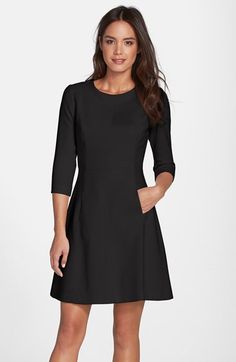 Cool Vince Camuto A-line dress. So flattering! Black Wedding Guest Dresses, Petite Wedding Guest Dresses, How To Dress For A Wedding, Popular Wedding Dresses, Guest Attire, Courthouse Wedding, Black Wedding Dresses, Women Wedding Guest Dresses