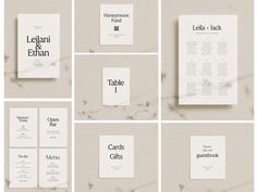 a series of brochures designed to look like different types of cards and envelopes