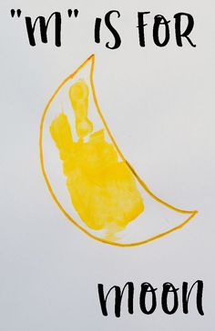 a child's drawing with the words m is for moon