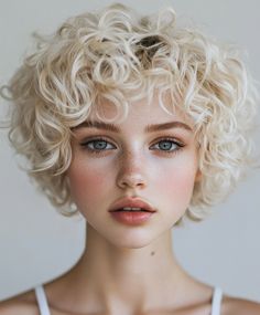 Add volume to your platinum blonde curly bob for a more dramatic and glamorous look. The voluminous curls create a full, bouncy appearance that’s perfect for those with fine hair who want a bold and stylish look. Curly Bob For Fine Hair, Platinum Curly Hair, Curly Platinum Blonde Hair, Platinum Blonde Curly Hair, Hair Color Platinum, Bob For Fine Hair, Blonde Transformation, Blonde Curly Bob, Platinum Blonde Hair Color Ideas