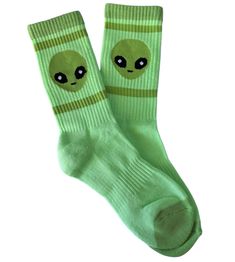 These cute alien athletic style socks come on a green background with green trim! They're women's one size fits all, extra padding for extra comfort, soft, and stretchy! Made with a cotton/spandex blend and are machine washable (cold setting.) Newbury Park, Style Socks, Cute Alien, Athletic Style, Athletic Socks, Womens Casual, Athletic Fashion, Casual Socks, Green Background