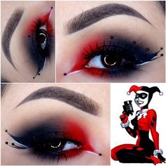 Claudia ✌🏼 @_claudiayvette Some Harley Quinn...Instagram photo | Websta (Webstagram) Easy Harley Quinn Makeup, Extreme Make-up, Carnaval Make-up, Harleen Quinn, Harley Quinn Makeup, Mekap Mata, Halloween Eye Makeup, Halloween Eyes