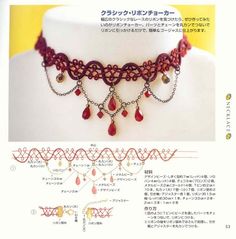 an article in a magazine about crochet with pictures of necklaces and bracelets