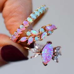 -18kt gold vermeil -lab created pink opals & lab created mint green opals Opal Infinity Ring, Opal Sapphire Ring, Rose Gold Pink Opal Round Jewelry, Rose Gold Pink Opal Jewelry, Gold Opal Multi-stone Jewelry, Dainty Pink Opal Gemstone Jewelry, Elegant Pink Opal Ring, Pink Opal Jewelry With Gemstone Detail, Pink Opal Jewelry With Gemstone