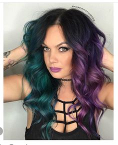 Rainbow Roots, Edgy Hair Color, Half And Half Hair, Purple Ombre Hair, Hair Color Unique, Hair Magazine