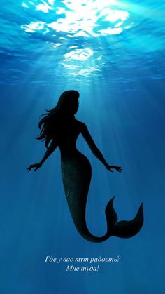 the silhouette of a mermaid swimming under water with an inspirational quote above it that reads, do you care my poopie?