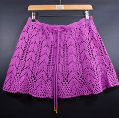 "Cotton boho skirt Mini skirt Crochet skirt for woman Summer lace skirt Festival skirt Lilac skirt Purple color wide skirt Fashionable skirt.  Skirt knitted at the hook for a summer. Waist is bind up the lace, decorated by metallic tips. Loose structure of knitting.  This handicraft skirt does not become deformed and paint is not washed off.  15 inch\\38 cm long.  Structure 100 %  cotton not twisted filament .  Lilac color as in the foto.  The size 4-6,   Size S - M,  Bust 33 - 35 inch\\ 84-88 c Mini Skirt Crochet, Lilac Skirt, Summer Mini Skirt, Festival Skirt, Knit Inspiration, Skirt Crochet, Crochet Skirt Pattern, Wide Skirt, Crochet Skirts