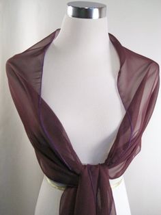 Evening Wrap - Aubergine Silky Chiffon Wedding Wrap - Eggplant Shawl Stole - Formal Bridal Shawl - B Bridesmaid Scarf, Bridal Scarf, Bridesmaid Scarves, Evening Wrap, Wedding Scarf, Sequin Scarf, Shawl Wedding, Evening Wraps, Bridal Shawl