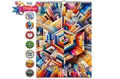 a spiral notebook with colorful designs on it