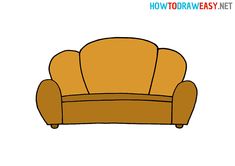 an easy to draw couch is shown with the words how to draw easy