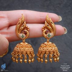 Jumka Gold Earrings Designs, Buttala Kammalu Gold, Gold Earrings Butalu, Jimmiki Earrings Gold, Butta Kammalu Gold Designs, Ear Chains Indian Gold, Buttalu Earrings Gold Bridal, Jumka Design Gold