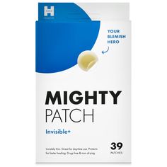 The daytime acne patch. Wake up with a pimple? Don't let it slow you down. Tackle it with Invisible+ - clear, super-thin and so comfortable, you'll forget it's even there. | Hero Cosmetics Mighty Patch - Invisible+ | Dermstore Mighty Patch, Pimple Patch, Acne Blemishes, Beauty Products Drugstore, Etude House, Cosmetic Skin Care, Aftershave, Lip Stain, Retinol