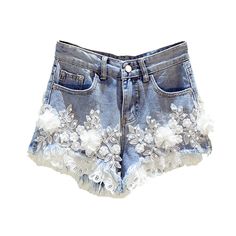 Blossom Embroidery Lace Denim Shorts Denim Shorts With Lace, Blossom Embroidery, Lace Denim Shorts, Sharp Scissors, Shorts With Lace, Denim Chic, Denim And Lace, Embroidery Lace, High Waisted Shorts Denim