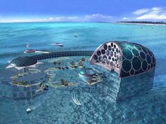 an artist's rendering of what the floating city could look like in the ocean