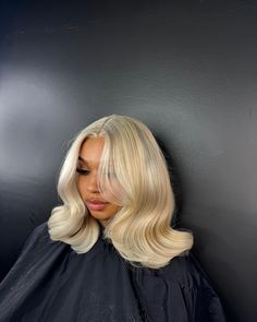 Love the length and color combo from stylist @hbjvstudio🤗   Follow @bombtress_hair for more hair ideas🔥  Grab bomb blonde hair and slayyy beautiful spring days🤩  . . . . . . . . . . . . #explore #wiggoals #613wig #blondewig #blondehair #613hair #613blondehair #coloredwigs #lacefrontwig #bodywavehair #bodywavewigs #frontalwig #wigunits #wiginstall #lacewigs #lacefrontalwig #issawig #wigstore #wigsale #wigsforsale #colorwigs #gluelesswig #transparentlace #frontalunits #humanhairwig #wigslayer Tpart Blonde Wig, Hairstyles To Wear With Graduation Cap, Tone 613 Frontal Wig, Wig Up Do Hairstyles, Curled Blonde Bob, Iced Blonde Hair, Blonde Bob Layers, Ash Blonde Hair Bob, Blonde Bob Hairstyles For Black Women