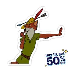 a sticker with an image of a fox wearing a hat and holding a baseball bat