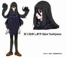 an anime character with long black hair