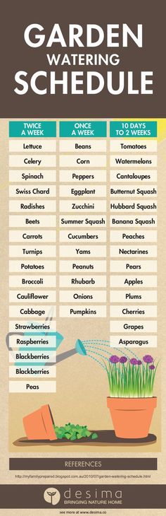 the garden watering schedule is shown in this graphic style, with instructions for how to use it