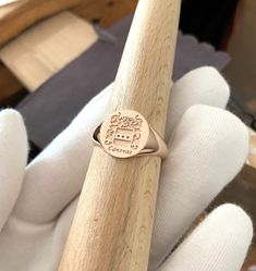 "solid gold family crest signet ring  delicately engraved with your family crest or any other initials or image you want ♡  the ring has solid back. deep and detailed engraving very delicately handcrafted unisex - looks super cool on both women & men  side or inside engravings cost 12 USD for both sides.  please contact us if you request side engravins or simply go back to our shop and purchase the \"Side or inside engraving fee\" listing. available in 4 oval face sizes: small - 11x13 mm medium - 13x15 mm large - 15x17 mm xlarge - 17x19 please send your image to be engraved as an attachment to your message material options: 9k gold  14k gold  14k rose gold  14k white gold  size: we offer sizes from 3 to 13 1/2 for bigger size requests, please send a message ♡ important note about the ring Mens Gold Signet Rings, Family Crest Rings, Unisex Looks, Custom Signet Ring, Mens Pinky Ring, Family Rings, Signet Ring Men, Monogram Ring, Gold Signet Ring