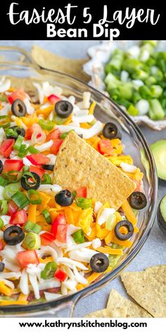 an easy and tasty mexican bean dip with tortilla chips