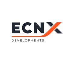 the ecnx logo is shown in black and orange, on a white background