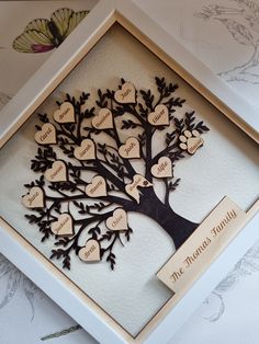 a family tree with hearts attached to it