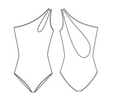 the front and back view of a swimsuit, with one side cut out to show the